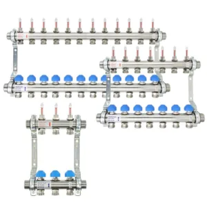 Vloerverwarmingsverdeler met doorstroomhoeveelheidsmeter