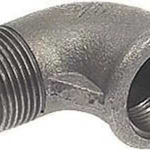 Gietijzeren fitting verloop 90° 1” buitendraad x 1" binnendraad