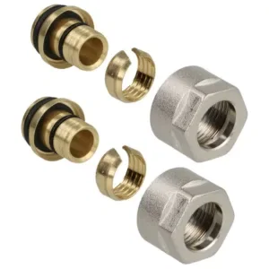 Knelkoppeling set messing 16 x 3/4" binnendraad Euroconus