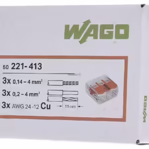 Wago 221-413 lasklem 3-voudig 4MM²  per 50 stuks