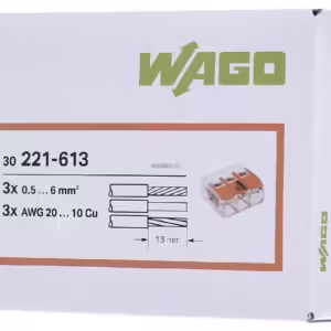 Wago 221-613 lasklem 3-voudig 6MM²  per 30 stuks