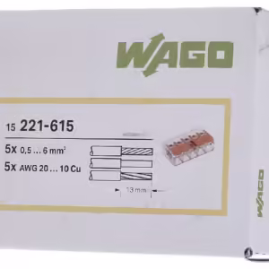 Wago 221-615 lasklem 5-voudig 6MM²  per 15 stuks