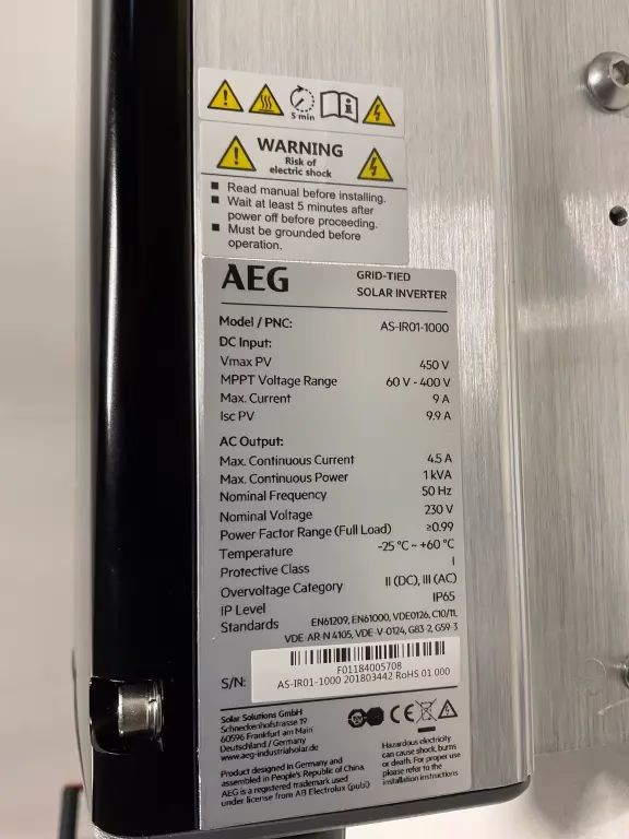 AEG AS-1000, 1-Fase, 1-MPPT, incl. Wifi en DC schakelaar - Afbeelding 2