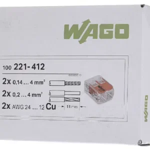 Wago 221-412 lasklem 2-voudig 4MM²  per 100 stuks
