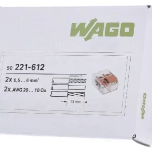 Wago 221-612 lasklem 2-voudig 6MM²  per 50 stuks