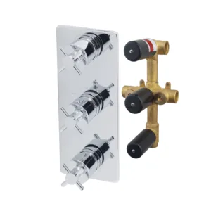 Wiesbaden Cross drieweg thermostatische inbouw bad mengkraan chroom