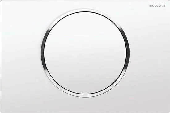 Geberit Sigma10 bedieningsplaat 2-toets spoeling ronde knop wit/glans chroom