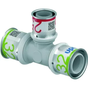 Uponor T-stuk, S-press plus, 32mm x 25mm x 32mm (pers x pers x pers), kunststof