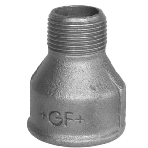 Gietijzeren fitting zwart verloopmof 1/2" binnendraad  x 3/8" binnendraad
