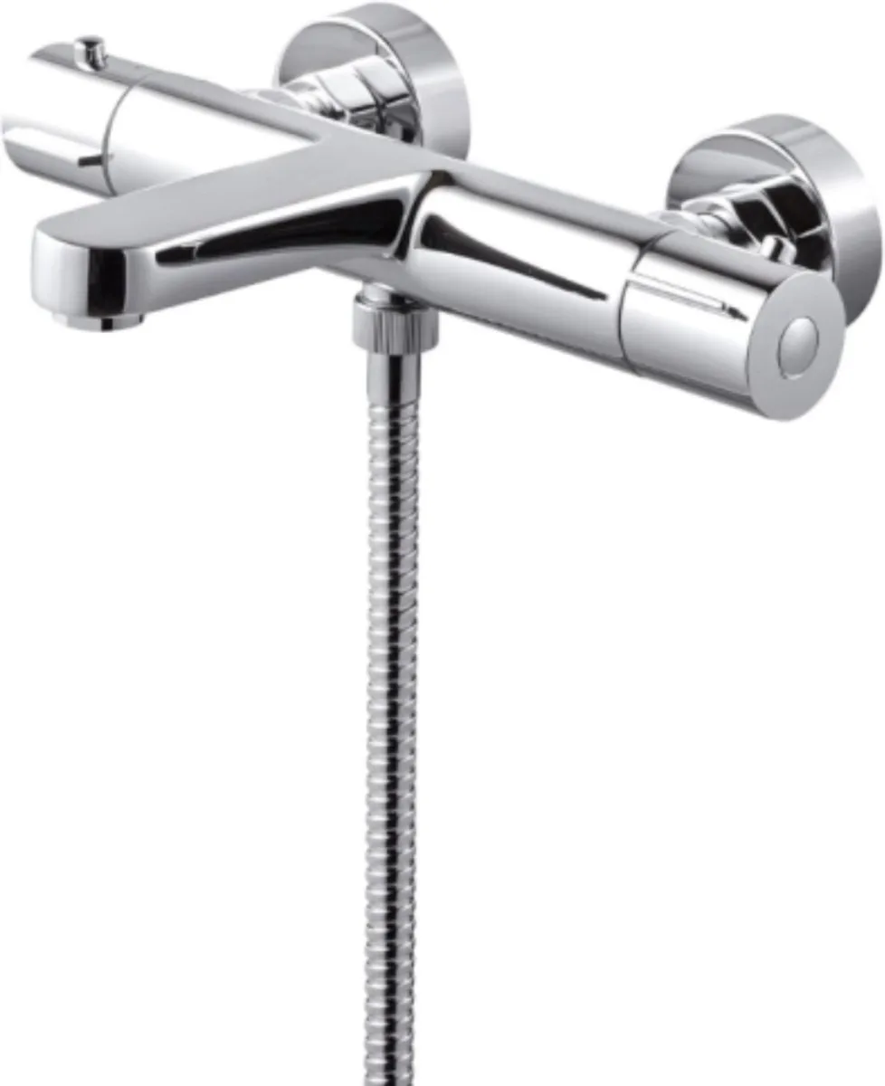 Gena Bardolino thermostatische badkraan met doucheset chroom