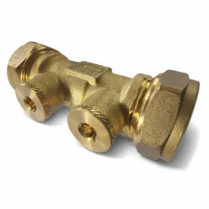 Watts EA KF keerklep, 15 mm, 2x knel, messing, met aftap en controle