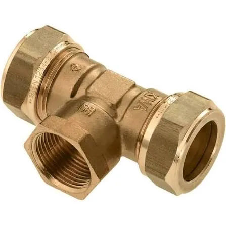 VSH Super Knel t-stuk binnendraad Ø 28 mm X 1/2" X Ø 28 messing - Afbeelding 2