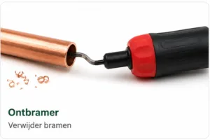 Ontbramer voor het verwijderen van scherpe randen en bramen uit een koperen buis