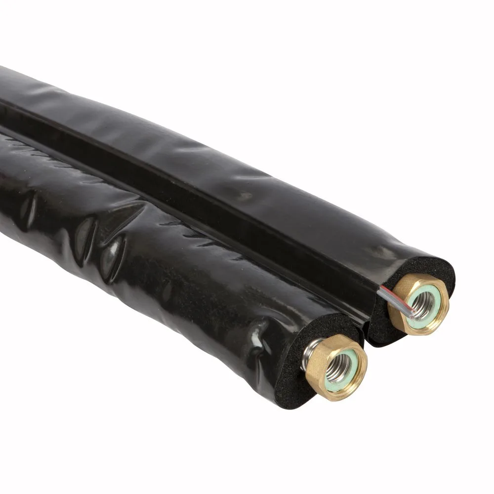 Dubbele RVS ribbelbuis DN20 met 19 mm isolatie voor warmtepompen en solarsystemen