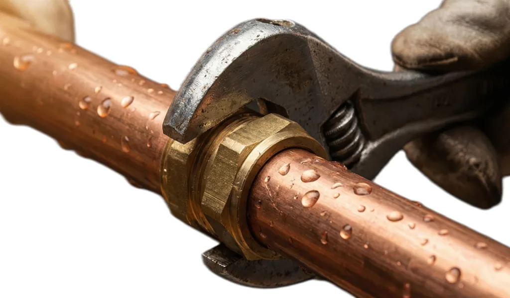 Stap 6 – Gemonteerde messing knelfitting controleren op lekkage